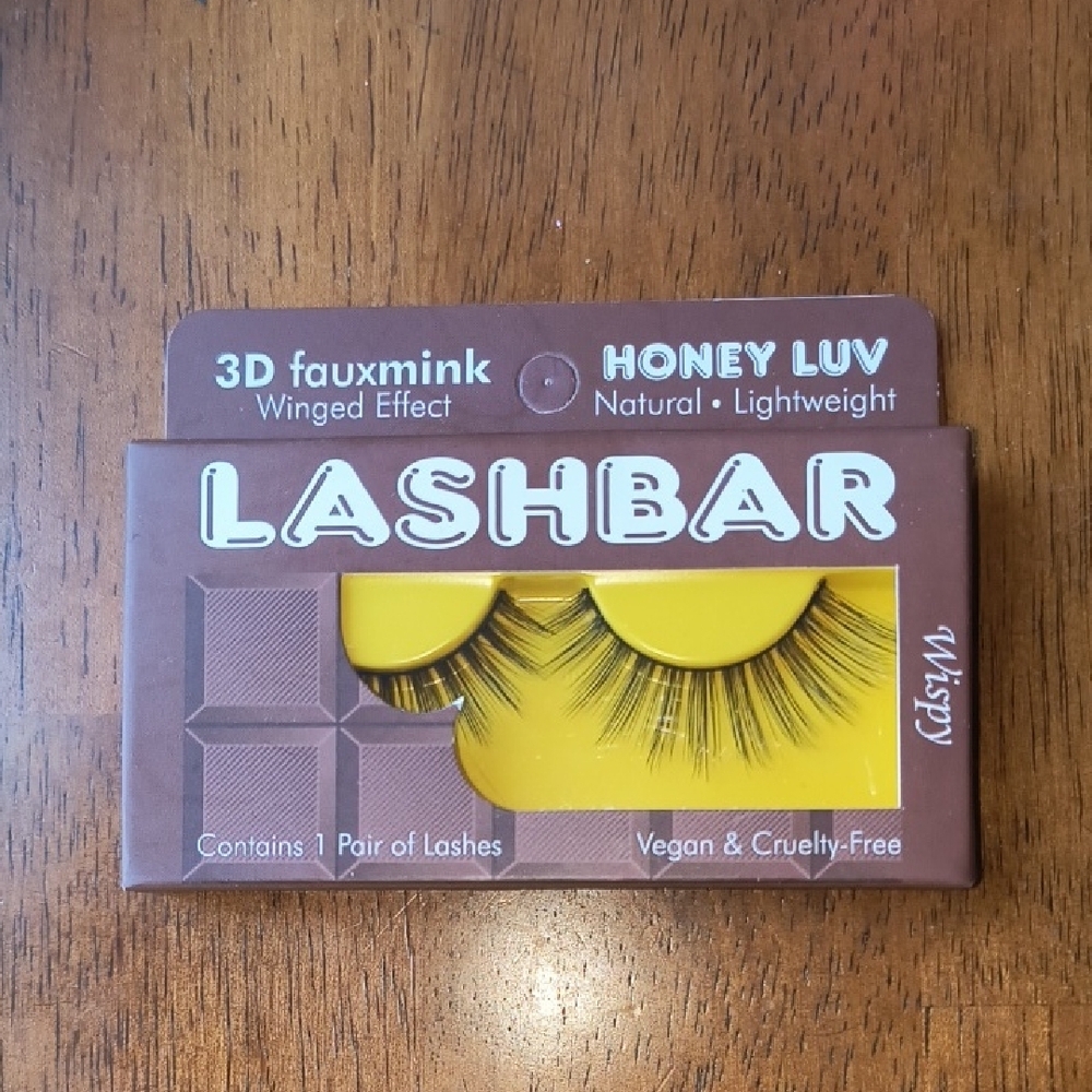 Lashbar 3D Fauxmink Honey Luv Wispy False Lashes - Brown & Yellow Packaging